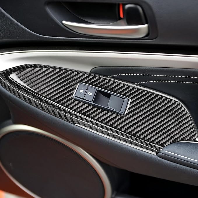 Soft Carbon Fiber Car Interior Window Lift Kit 6/Piece Decorative Sticker for Lexus RC300 350 200T 15-24 Carbon Fiber Interior Accessories
