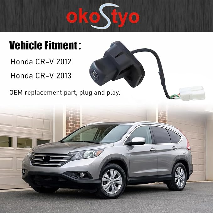 OE#39530-T0A-A01 Rear View Backup Reverse Parking Camera/Rear View Camera | Compatible with Honda CR-V 2012-2013 Parking Assist Reverse Camera with Dynamic Trajectory Lines 170° Wide Angle 39530T0AA01