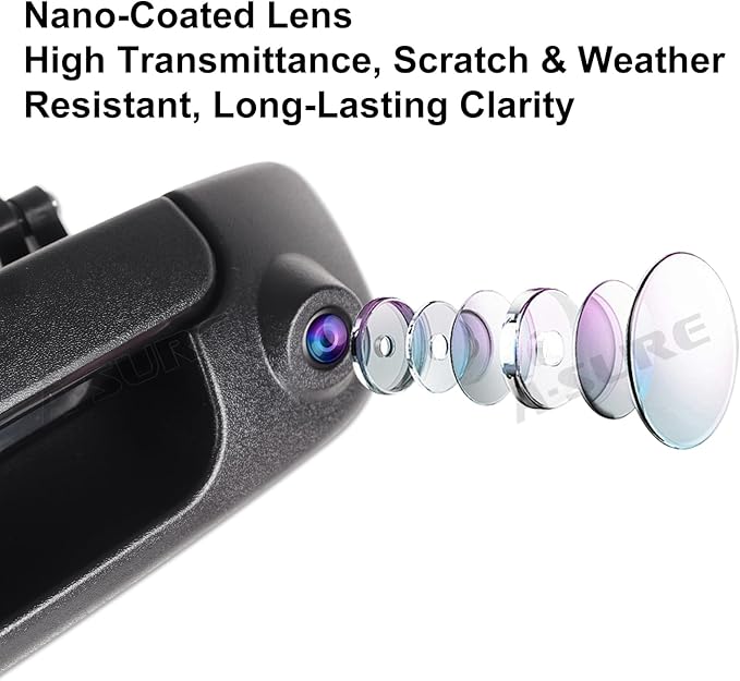 ASURE Tailgate Handle Backup Camera for Dodge Ram 1500 2500 3500 2002-2008, 1080P HD Rear View Camera 170° Wide Angle, Starlight Night Vision, Truck Backup Camera Waterproof for Parking Towing