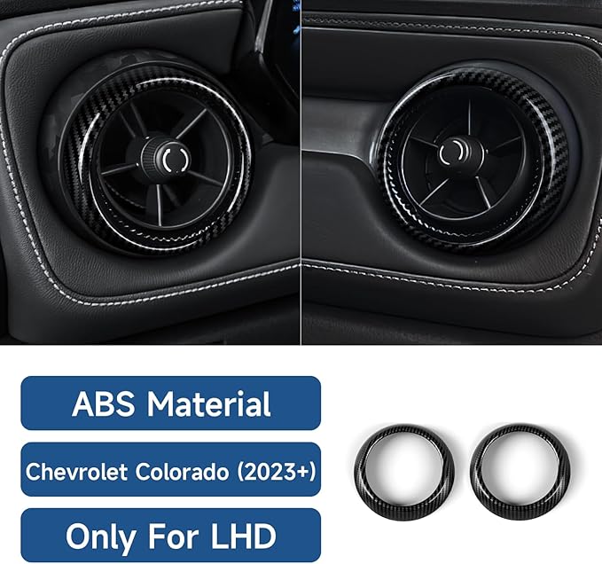 Car ABS Carbon Fiber Dashboard Side Air Outlet AC Vent Sticker Cover Interior Trim Decal for Chevrolet Colorado 2023 2024 2025 Accessories (Inner Ring)