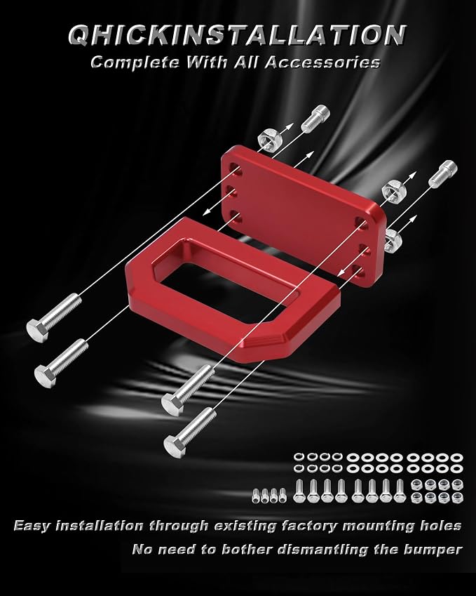 Front Tow Hooks, D-Ring Shackle Compatible with 2003-2018 Ram 2500 3500 2WD & 4WD - Replace OEM 68171791AA, 52020587AB (Red)