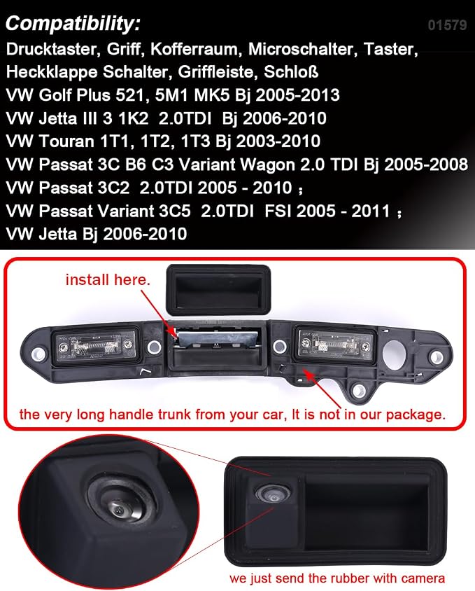 1280 * 720 Pixels Car Backup Camera Replacement for VW Golf Plus MK5 Jetta III V Touran 1T GP 1T2 Passat 3C B6 C3 Variant Wagon Parking Reverse Vehicle Camera Waterproof Night Vision