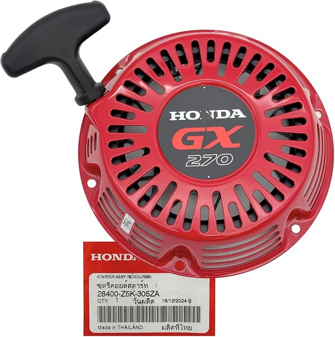 KINDZA Genuine 28400-Z5K-305ZA Recoil Starter Assembly with Genuine Emblem 87521-Z5K-000 for Honda GX270 GX240 Engines WT30XK4 FRC800 Superseded by 28400-Z5K-013ZA