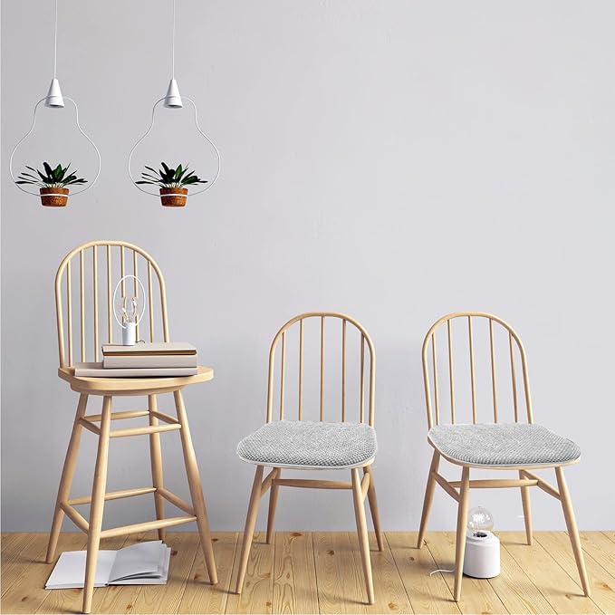 Silver Grey Kitchen Dining Chairs Cushions Set of 4 Non Slip Foam Patio Seat Cushions Washable Soft Thick Pads Large Wooden Metal Tapered Chair Cushions,17" x 15"