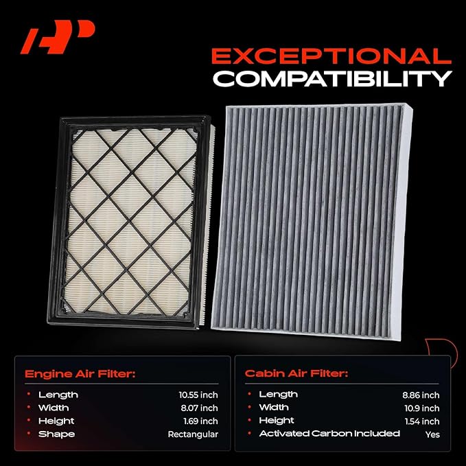 A-Premium Engine & Cabin Air Filter with Activated Carbon Compatible with Ford Escape 2020-2022 1.5L 2.0L, Bronco Sport 2021-2025 1.5L 2.0L, Maverick 22-24 2.0L & Lincoln Corsair 20-22 2.0L 2.3L