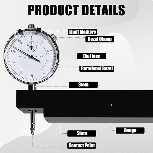 6434 Sleeve Height & Counter Bore Gauge, 0-1" Dial Indicator with 0.001" Graduation, Diesel Engine Cylinder Liner Height & Counterbore Depth Measuring Tool for Caterpillar Cummins Detroit Diesel