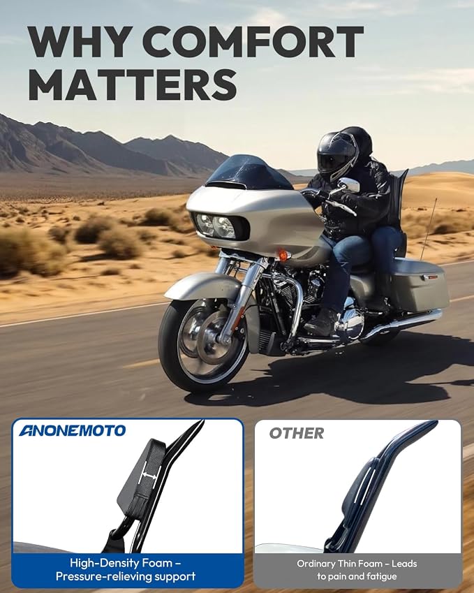 Passenger Sissy Bar Backrest, Integrated Quick Release Backrest Sissy Bar Fit for Harley Davidson Touring Road King Road Glide Electra Glide Street Glide 2009-2024, Black (26inch)