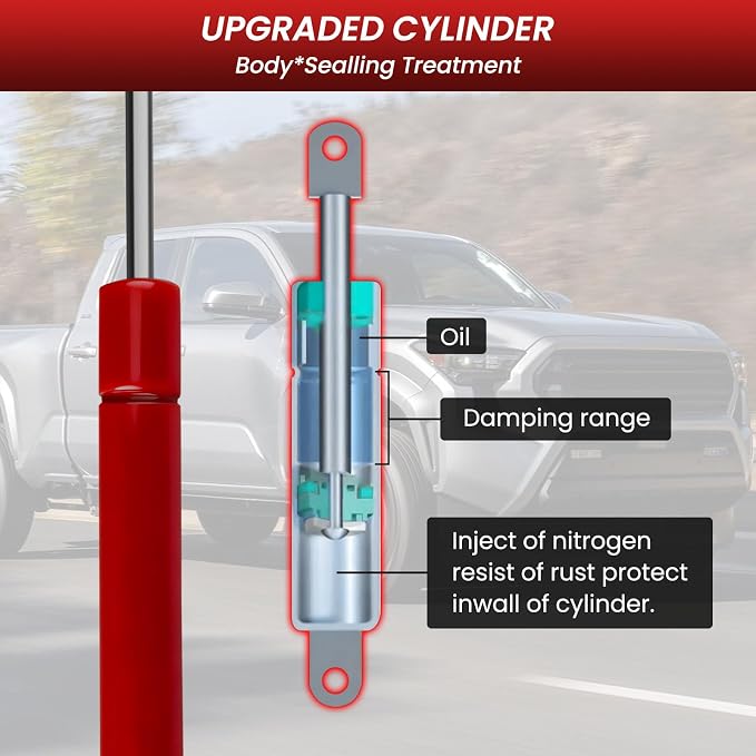 Hood Struts for Toyota Tacoma 2024 2025 2026+ and 4Runner 2025+, Hood Lift Support No Drill Front Gas Springs Shocks Compatible with Toyota Tacoma/4Runner Accessories|Red