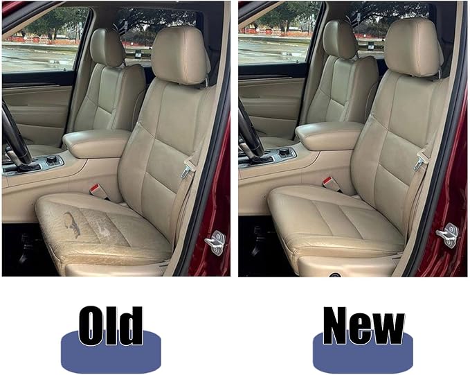SecosAutoparts Front Driver & Passenger Side Bottom Non-Perforated Leather Replacement Seat Covers Tan Compatible with Jeep Grand Cherokee 2011-2016 Compatible with Dodge Durango 2011-2018