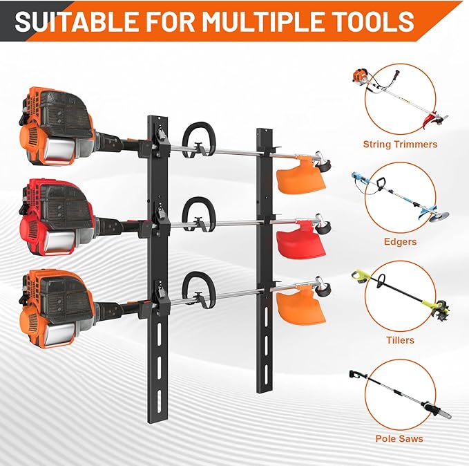 Weed Eater Rack for Trailer, 3 Place Heavy Duty Rust-Proof Weedeater Racks, Trimmer Rack for Open Trailer Truck with Combination Locks