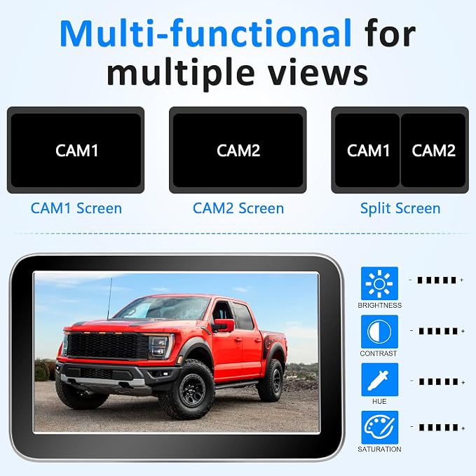 1080P HD Wireless Backup Camera 7 Inch: Clear Real-Time Rear View for Towing Campers, Trailers and 5th Wheels - Auto Night Vision, 12-Mins Easy Install for Truck & RV Owners