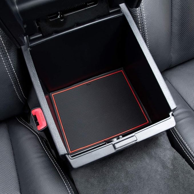 JDMCAR Custom Liners Insert (18 Pieces, Red) and Center Console Cushion Compatible with Toyota Tacoma Accessories 2016-2022 2023