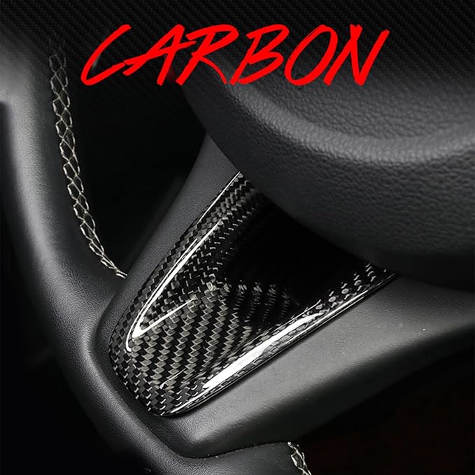 Compatible with Genesis G70 2019-2025 Accessories, Real Carbon Fiber Car Steering Wheel Lower Trim Cover - Lightweight, Scratch-Resistant, Quick DIY Fit, Luxury Interior Upgrade Accessory (Black)