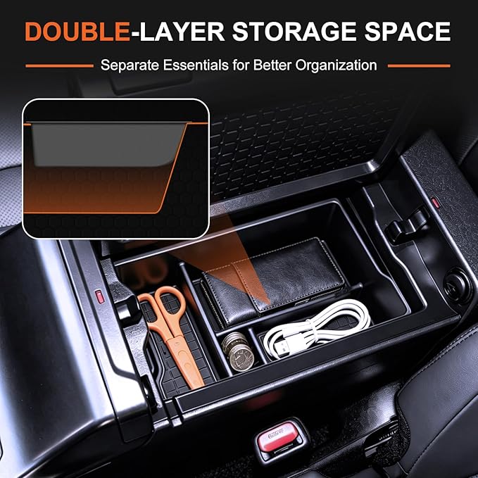 4PCS Center Console Organizer Tray Compatible with 2026 Toyota RAV4 Armrest Bottom Tray Center Console Silicone Pad 6th Gen RAV4 Hybrid&PHEV Interior Accessories- Not for Limited