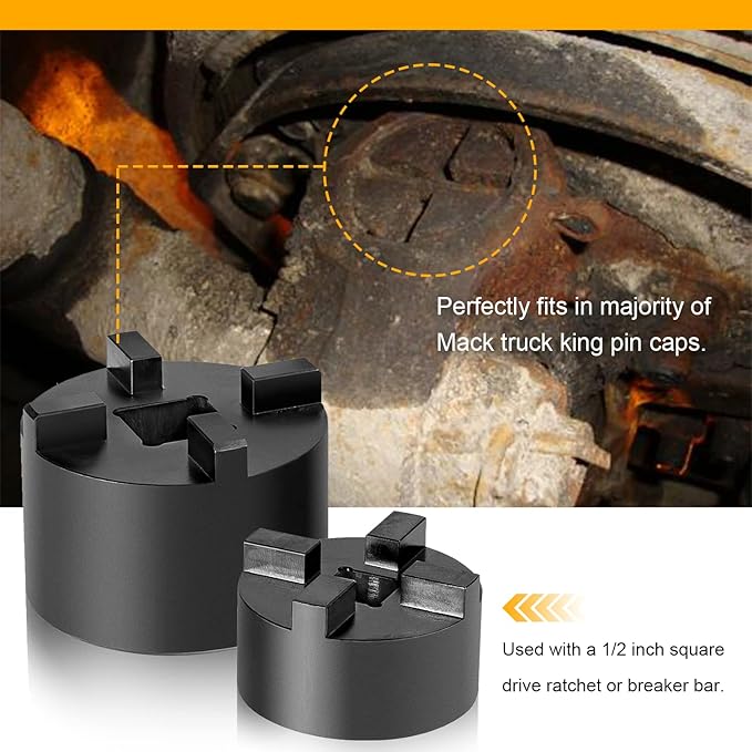 King Pin Socket Set Kingpin Cap Removal Tool Kit for Mack Truck 10500, 12000, 16000, 18000, and 20000 lb Axles