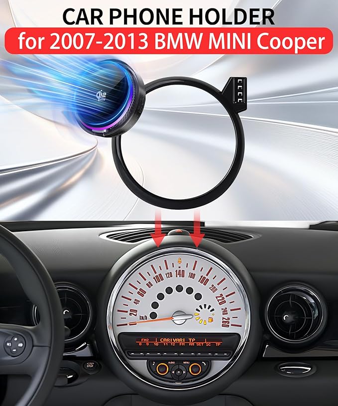 Qi2.2 25W Magnetic Car Mount Charger for BMW MINI Cooper 2007 2008 2009 2010 2011 2012 2013 Accessories, for Fast Charging Cell Phone Holder Fixed Clip with Cooling Fan＆54W Fast Adapter