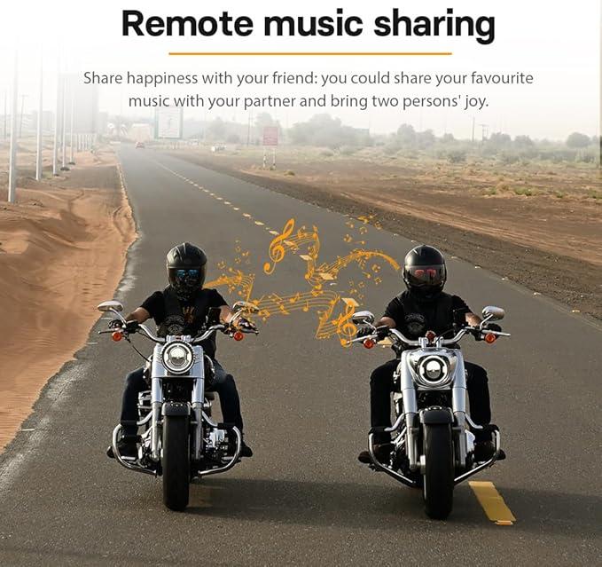 FreedConn Motorcycle Helmet Bluetooth Headset Intercom with Music Share, Universal FG 1200m 6-Way Group Communication Systems Ultra-Thin with Hard Mic/Noise Cancellation/Waterproof (2 Pack)