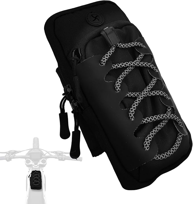 Motorcycle Frame Bag, Tear-Resistant Polyester Bike Phone Bag Magnetic Flip Design Dirtbike Pouch Accessories for Surron Talaria & E-Ride Pro Electric Ebike Vehicles (Black)