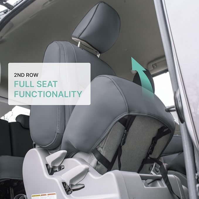 FH Group Custom Fit Car Seat Covers Specifically Made for 2011-2020 Toyota Sienna 8 Passenger, Car Seat Cover 2nd Row, Automotive Seat Covers in Solid Gray Faux Leather, Waterproof and Washable