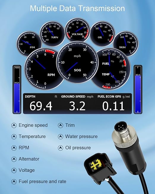 23ft/7m Engine Interface Cable Connects to NMEA 2000 Network Compatible with Yamaha Outboard Engine 2006-2023 Replace 000-0120-37 3004.6865, Longer Version with T-Connector