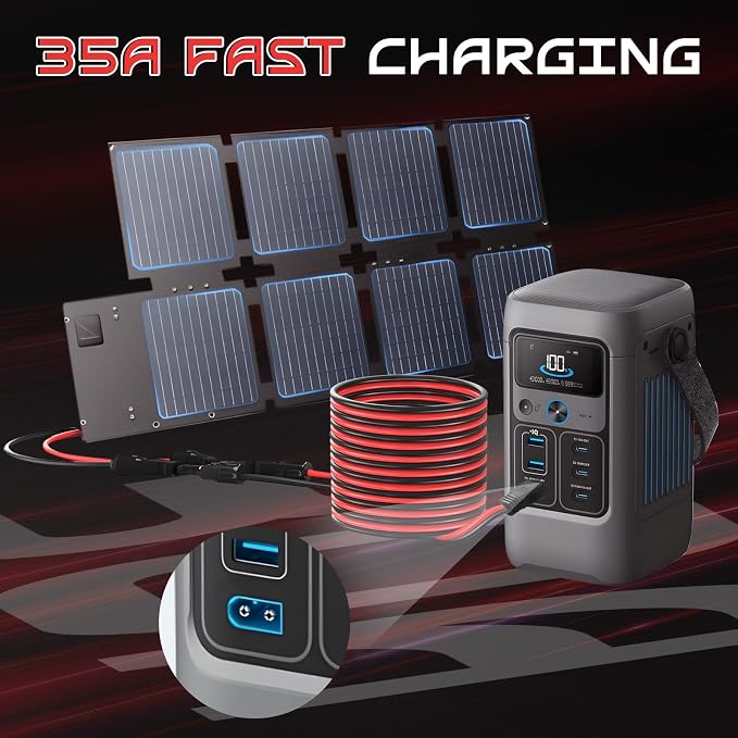 30FT 10AWG XT60 Solar Charging Cable, GIBBAB Solar Panel Connector to XT60 Extension Charge Adapter Cable with Caps & Wire Ties for LiFePO4 Battery RV Portable Power Station Generator