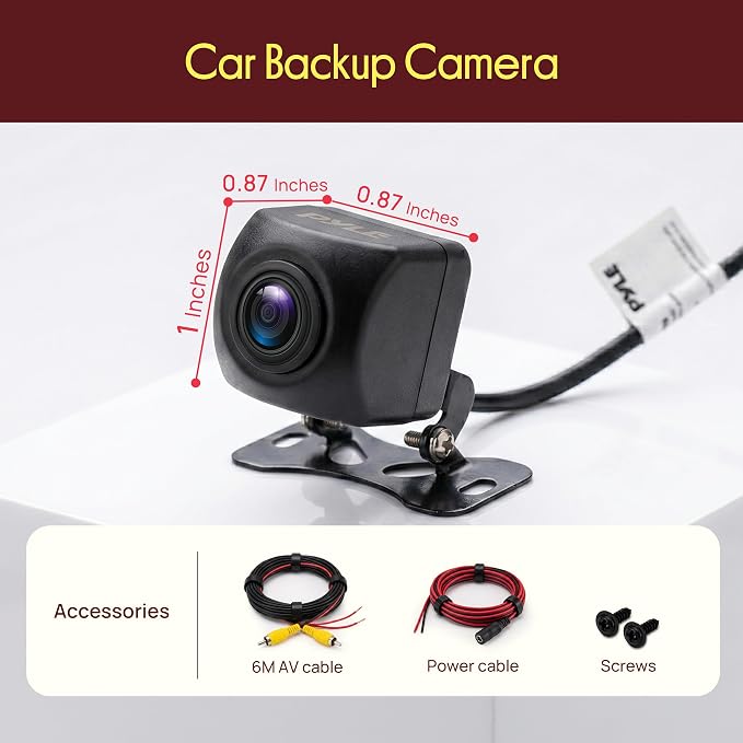 Pyle Backup Camera for Car, Truck, Trailer, RV & Van | HD AHD 720P & CVBS Switchable Reverse Camera | 170° Fisheye Lens | Night Vision & Parking Guidelines | IP68 Waterproof | 12V-24V | Pack-2