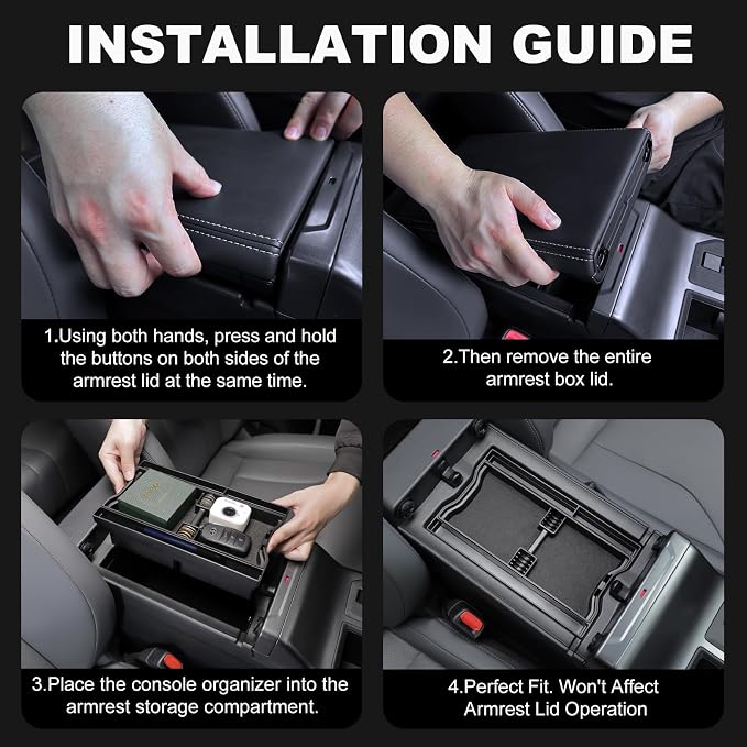For 2026 Toyota RAV4 3PCS Double Layer Center Console Organizer Tray ABS Armrest Storage Box Easy to Pick Up&Install, 6th Gen Hybrid&Plug-in Hybrid Interior Accessories