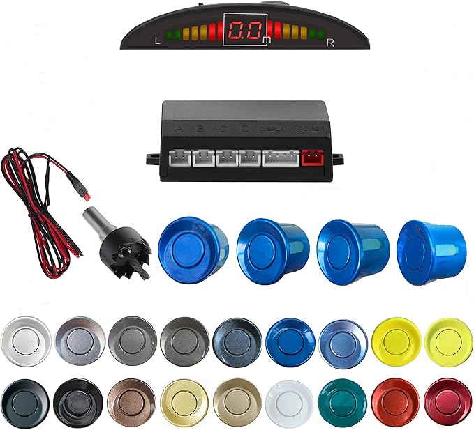 Parking Sensor Kit Backup Sensor Kit Reverse Sensor for Car 18 Color Options for Probes Adjustable Alarm Volume Professional Sensore de Reversa para Carro Safe Driving Assistant（Blue）