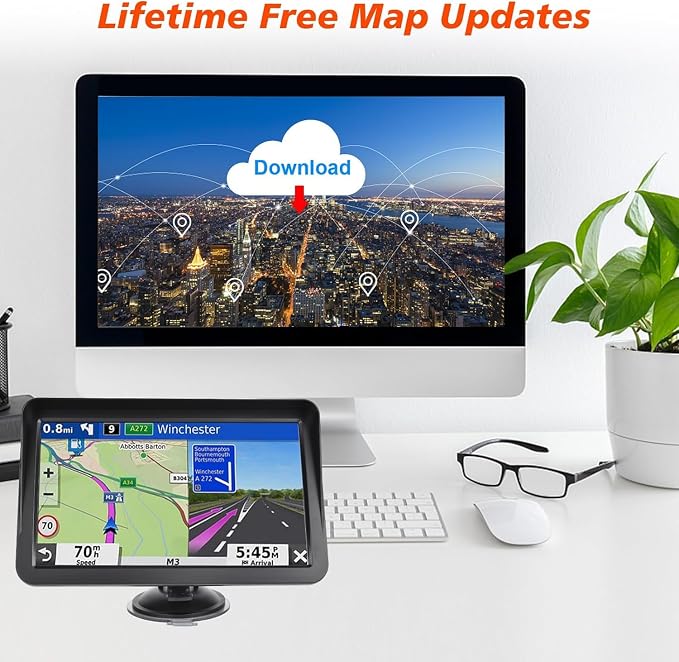 9" GPS Navigator for Car Truck RV, 2026 Latest Map GPS for Car with Free Lifetime Updates, Voice Guidance, Speed Alerts, Custom Routing, HD Touchscreen（Black）