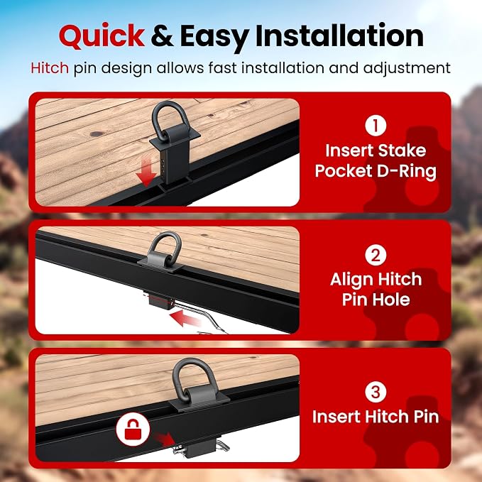 Stake Pocket D Ring, 18000lbs D Rings Heavy Duty Stake Pocket Tie Down for Trailers and Flatbeds Trucks, Removable Trailer Tractor Tie Down Accessories Anchor for Flatbed Cargo Trucks, 8 Pack
