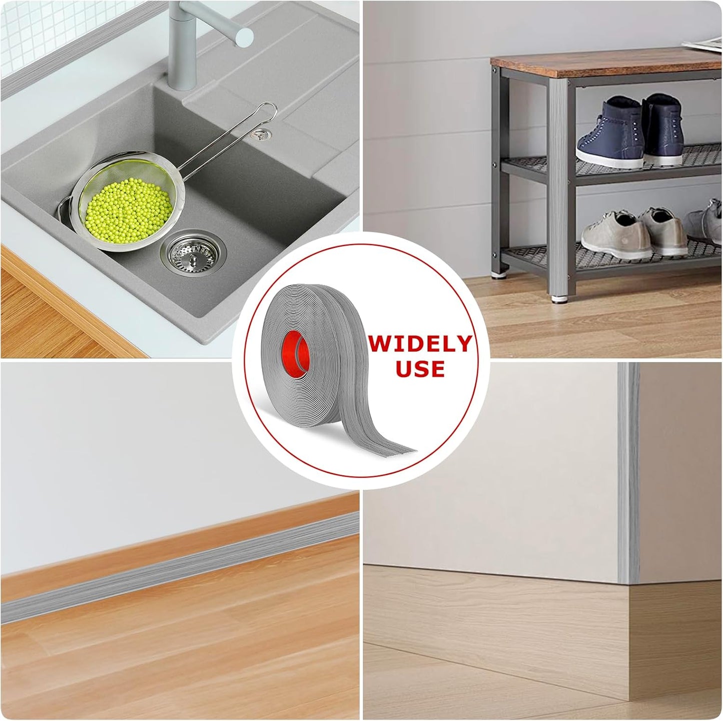 Flexible Wall Corner Protector Moulding Trim Peel and Stick Wall Corner Guards Edge Protector Self Adhesive Molding Trim Strip for Edge Ceiling (Light Gray Wood Grain, 2.4 in x 20 Ft)