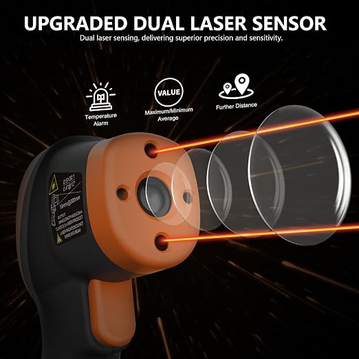 Pyrometer 30:1 Industrial, -58℉ to 2732℉ Digital High Temp Infrared Thermometer, Non Contact Laser Thermometer Gun, IR Temperature Gauge for Forge Grill (NOT for Human)