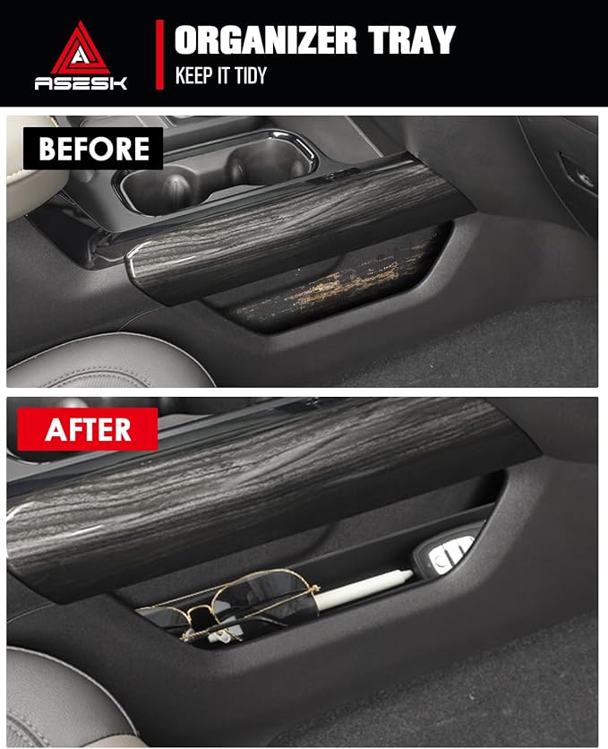 For 2022–2026 Silverado&Sierra 1500/2024–2026 Silverado&Sierra 2500HD/3500HD–Full Console w/Bucket Seats Only 2PCS Lower Console Organizer Tray Silicone Materials