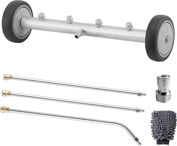 M MINGLE Undercarriage Pressure Washer Attachment, 16 Inch Powerful Under Car Washer with Car Wash Mitt, Low-Clearance Vehicle Compatible, 4000 PSI