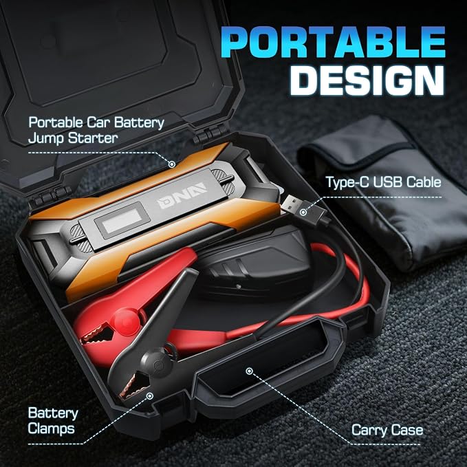 DNA Motoring 12V 1500A 15000 mAh Portable Car Battery Jump Starter, Battery Pack Chargers, Jump Box， for Up to 7.0L Gas & 5.5L Diesel Engine TOOLS-00215 Orange