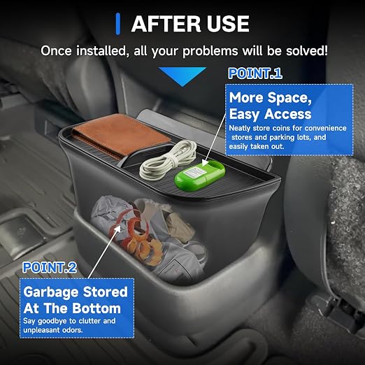 SXCY for 2025 2026 Toyota Sienna Trash Can for 2021-2026 Toyota Sienna Accessories Rear Seat [Not for Cool Box] [OEM-Fit] Waterproof Leak-Proof 2-in-1 Trash Bin & Organizer w/Lid Odor-Free Storage