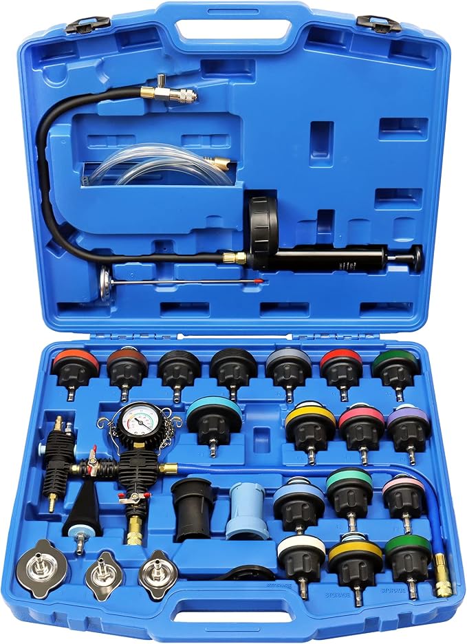 JoyFans Coolant Pressure Tester Kit, Cooling System Coolant Vacuum Refill Kit Automotive Tools Works on Radiator Leak Test & Coolant Fill Purge Service for Cars Trucks Airlift