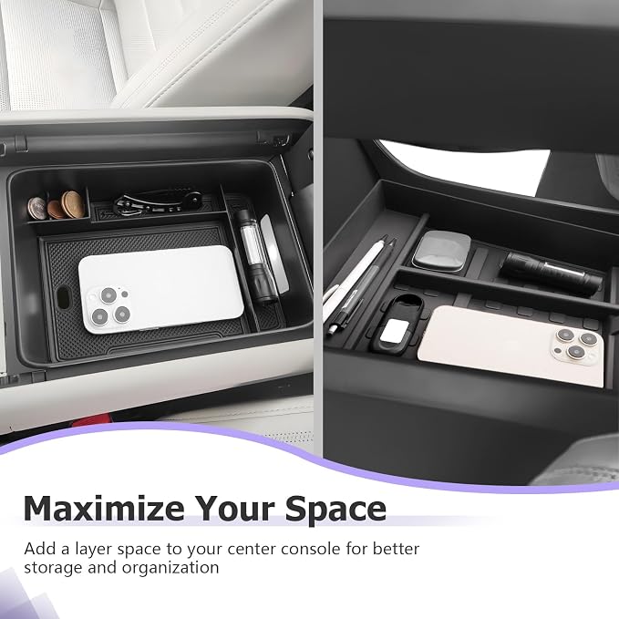 LUWU 2025 2026 Santa Fe Accessories for 2024 2025 2026 Hyundai Santa Fe SE/SEL/XRT/Limited/Calligraphy Accessories Lower Center Console Organizer, Armrest Console Tray Storage Box Black 2-Pack