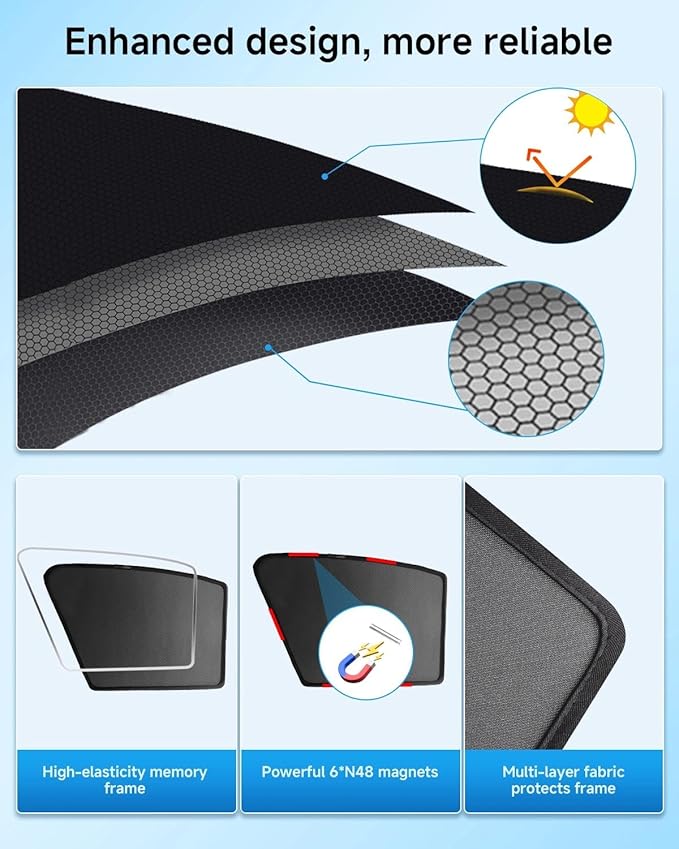 Car Window Shade for Outback Wagon 2015-2019,2 Pack UV & Glare Protection, Breathable Privacy Screen, Insect & Bug Blocker Magnetic Mesh Side Rear Sun Shades for Baby Camping, Napping & Travel