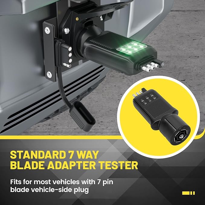 Oyviny 7 Pin Trailer Plug Tester & 4 Pin Trailer Tester with Double-Sided LED Indicators, Trailer Light Tester for Boat Trailer RV Truck Camper, Not Suitable for Vehicle with Lamp Out Sensor