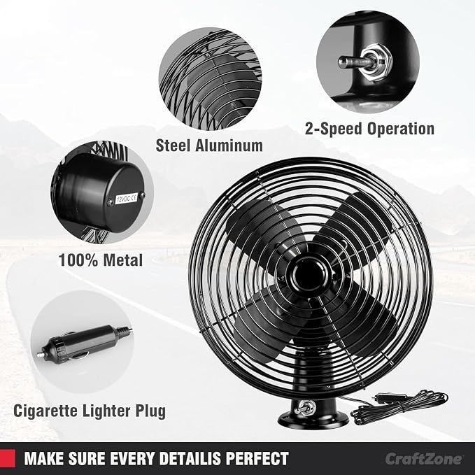 10PC Pliers and Wrench Set with Storage Rack + 12V Fan for RV|Truck|Bus|Boat|Forklift|Car|Camper|Lawn|Mower|Tractor