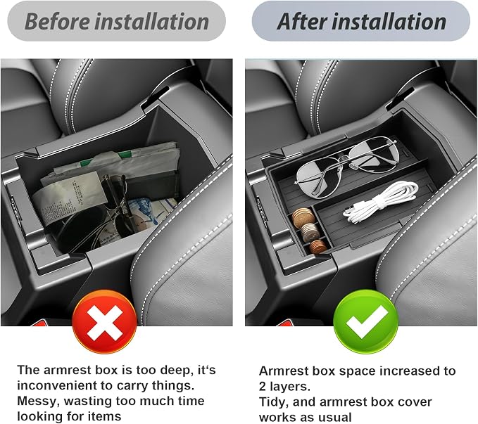 SKTU 2Pack for 2026 Subaru Forester Center Console Organizer for 2026+ Subaru Forester (Sport/Limited/Wilderness/Touring) Console Tray Subaru Forester 2026 Accessories Double Layers with Coin Holder