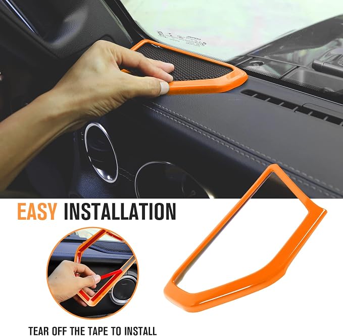 JeCar Orange Interior Speaker Cover Bezel Trim Kit for 2018-2023 Jeep Wrangler JL JLU & Gladiator JT Interior Accessories