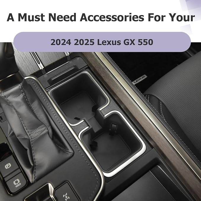 LUWU Center Console Cup Holder Compatible with 2024 2025 2026 Lexus GX 550 Accessories Center Console Cup Holder Silicone Protection Pad 2025 2026 Lexus GX550 Interior Accessories Black