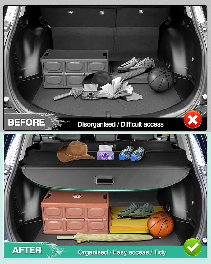 Powerty Cargo Cover for Toyota RAV4 2013-2018, Retractable Trunk Cover Privacy Cover Truck Replacement for 2013-2018 Toyota RAV4 Accessories