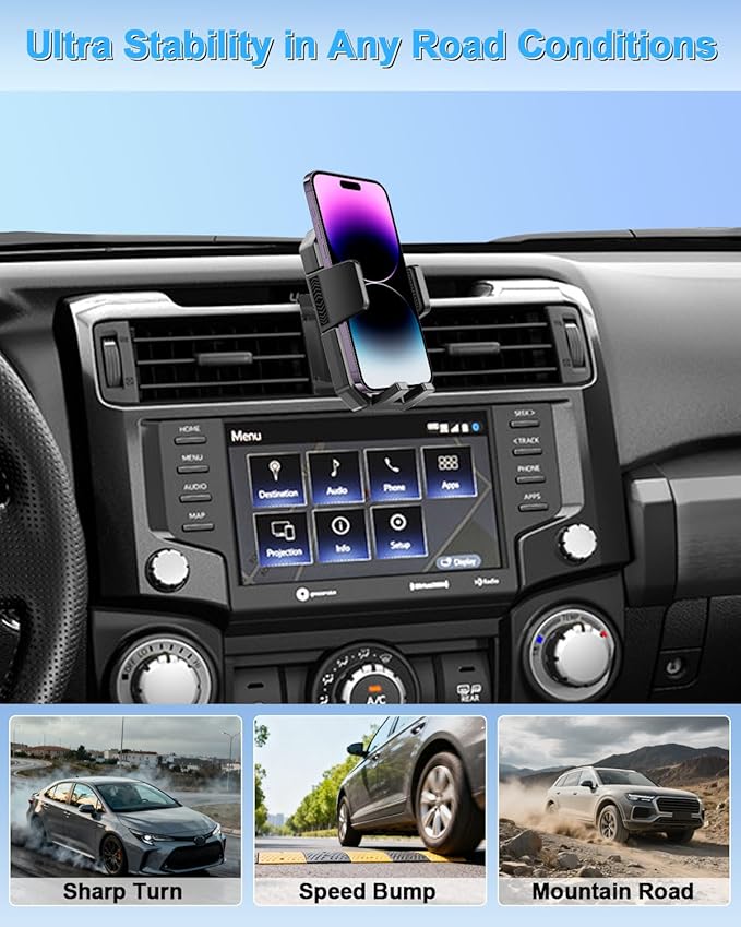 PZK Car Phone Holder for 2010 2012 2013-2024 Toyota 4 Runner Accessories Custom Air Vent Auto Lock Clamping Fit iPhone & 4.0-7.0'' Smartphones 360° Rotation Automobile Phone Cradles