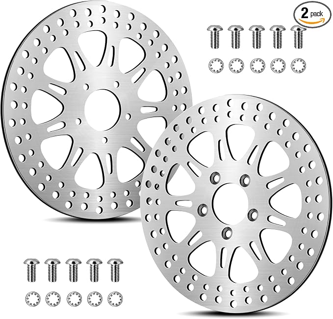 2 * 11.8'' Front Brake Rotors Compatible with Harley Rotor Road Glide,Road King, Electra Glide,Street Glide,Tri Glide,Dyna,Fat Bob,Low Rider s,V-Rod,Brushed Finish Stainless