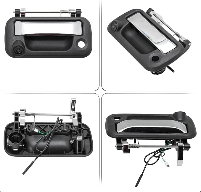 EWAY Tailgate Handle Reverse Backup Camera Replacement for Ford F150 2004-2014, Super Duty F-250 F-350 F450 F550 Rear View Parking Back Up Camera 170° Tailgate Latch Door w/Keyhold, Black & Chrome