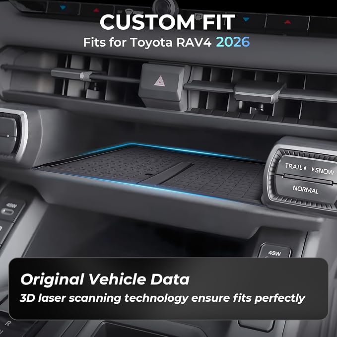 Wireless Charging Protective Mat for Toyota RAV4 2026, Center Console Interior Accessories Silicone Anti-Slip Wireless Charger Cover Pad for 2026 RAV 4, Black