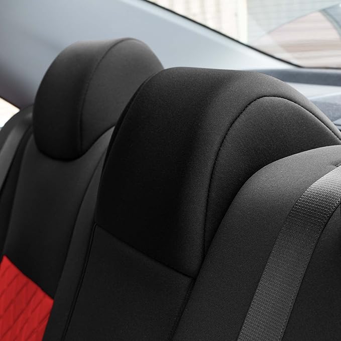 FH Group Custom Fit Seat Covers Specifically Made for 2012 - 2017 Toyota Camry LE | SE | XSE | XLE - Ultraflex Neoprene Waterproof Car Seat Cover, Rear Set Red